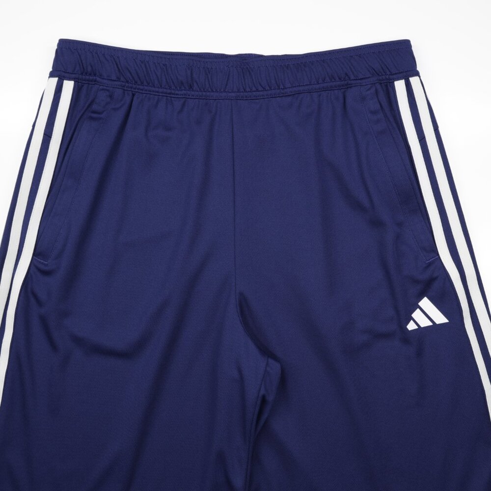 Adidas Men's Train Essentials Pique 3 Stripes Zip Pocket Shorts Blue Size L - Picture 2 of 10